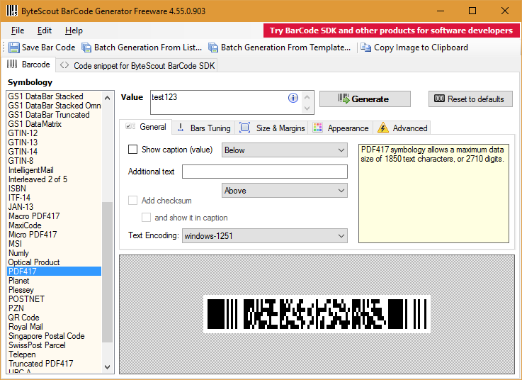 free barcode generator for windows