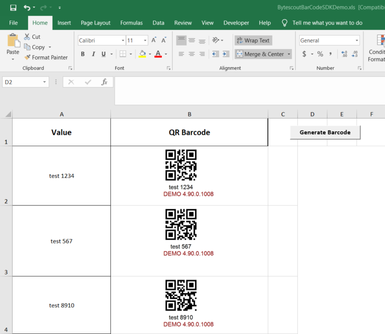 Excel QR Code Generator VBA from Cells, Source Codes - ByteScout