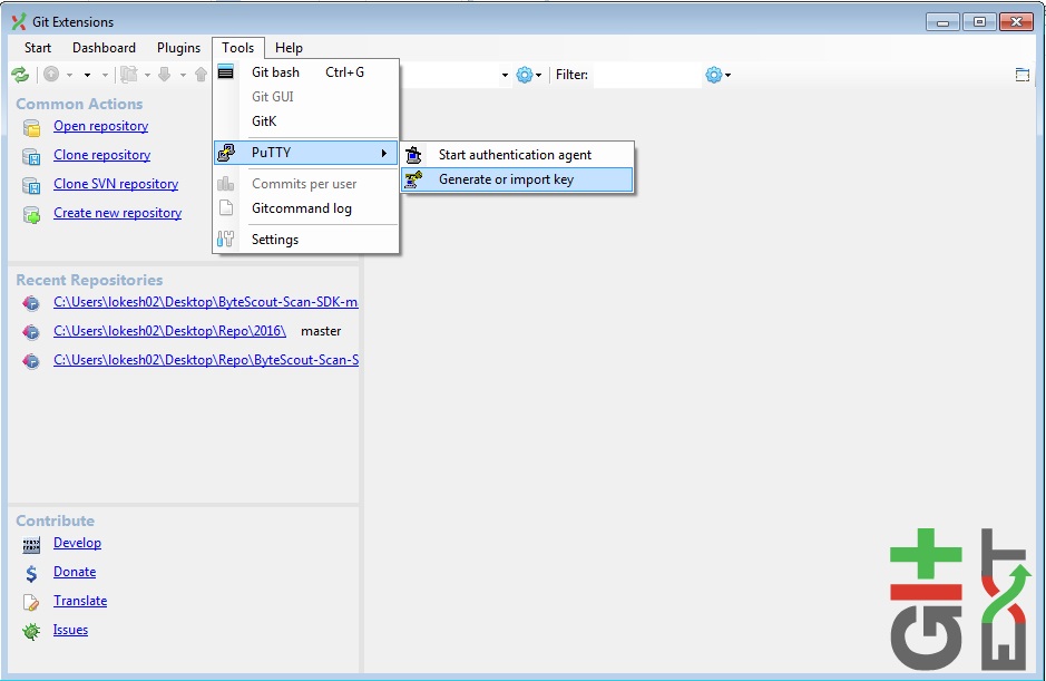 Import key. Git Key Generation. Git Clone not use SSH Key. Как в git Extensions на русском. Как в git Extensions поменять язык с английского.