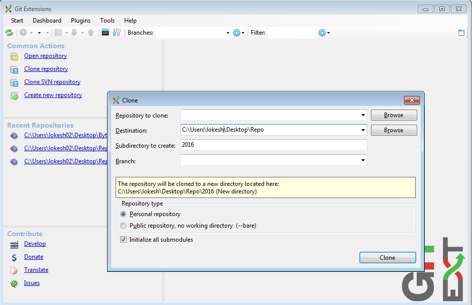 Adding Clone repository details