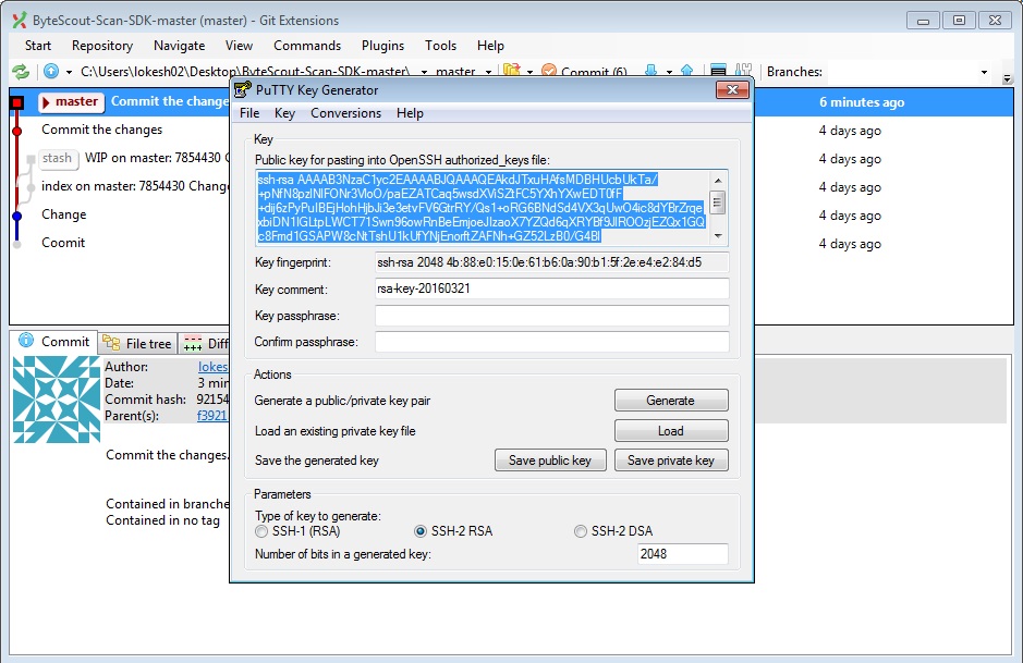 Generating ssh key for git on windows