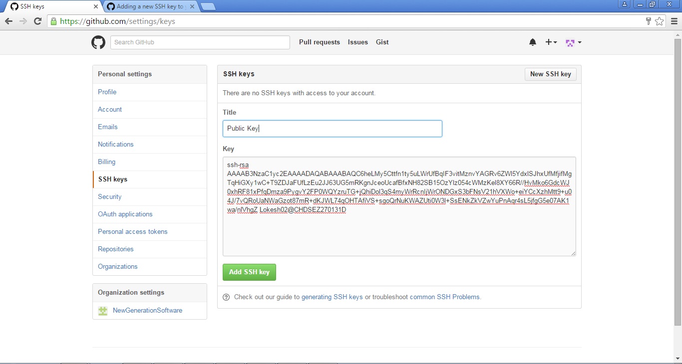 Setting up SSH Public Key