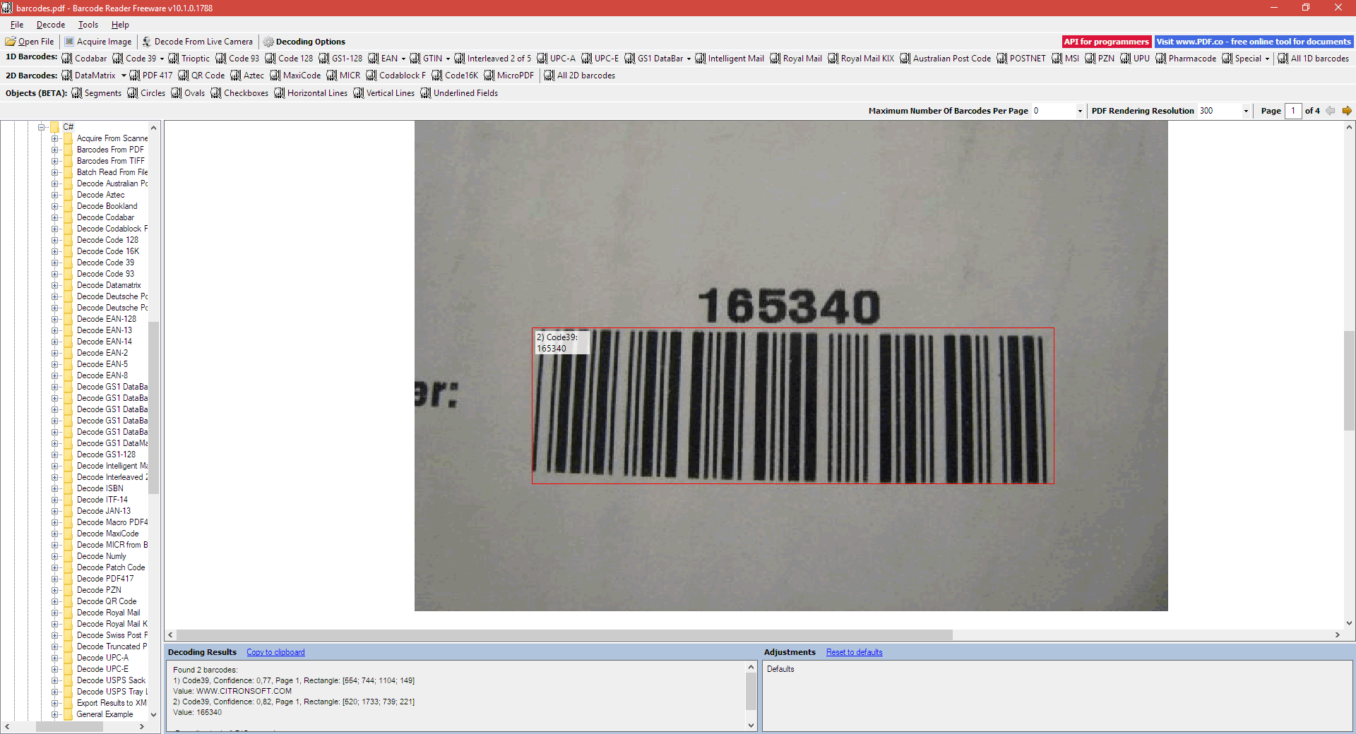 Bytescout Barcode Reader Is A Tool To Read Barcode From Image File Png Tiff Pdf 1584