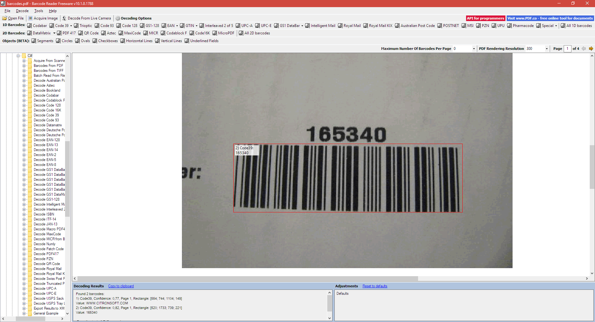 Bytescout Barcode Reader Is A Tool To Read Barcode From Image File Png Tiff Pdf 8489