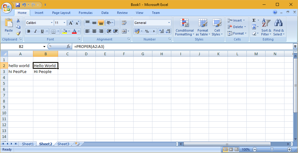 Microsoft Excel Proper