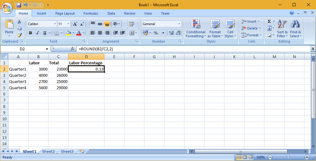 Microsoft Excel Round