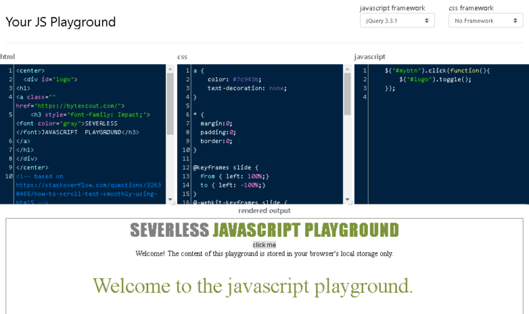 JavaScript Playground - Learn JS, Interactive Online App For JavaScript ...