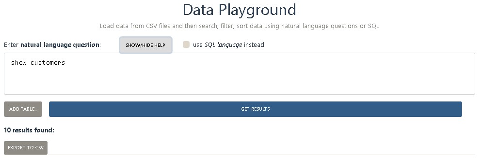 Data Playground CSV