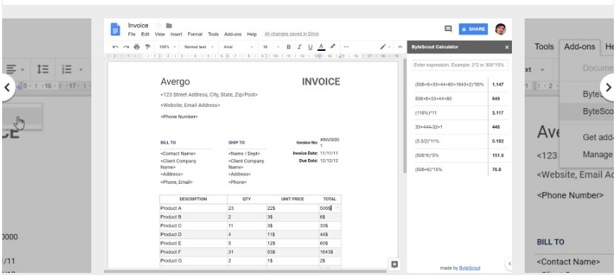 Online Calculator for Google Docs