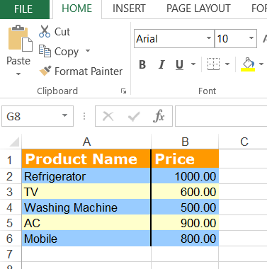 Format Excel File