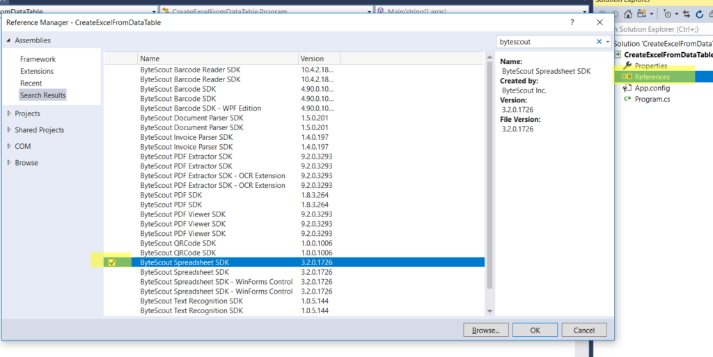 Creating Excel by importing data with ByteScout Spreadsheet SDK - ByteScout