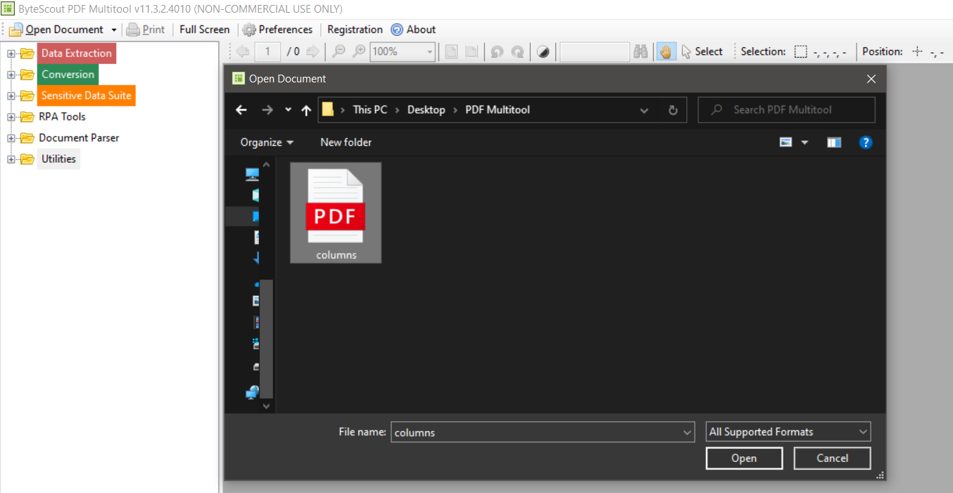 Open Document In PDF Multitool
