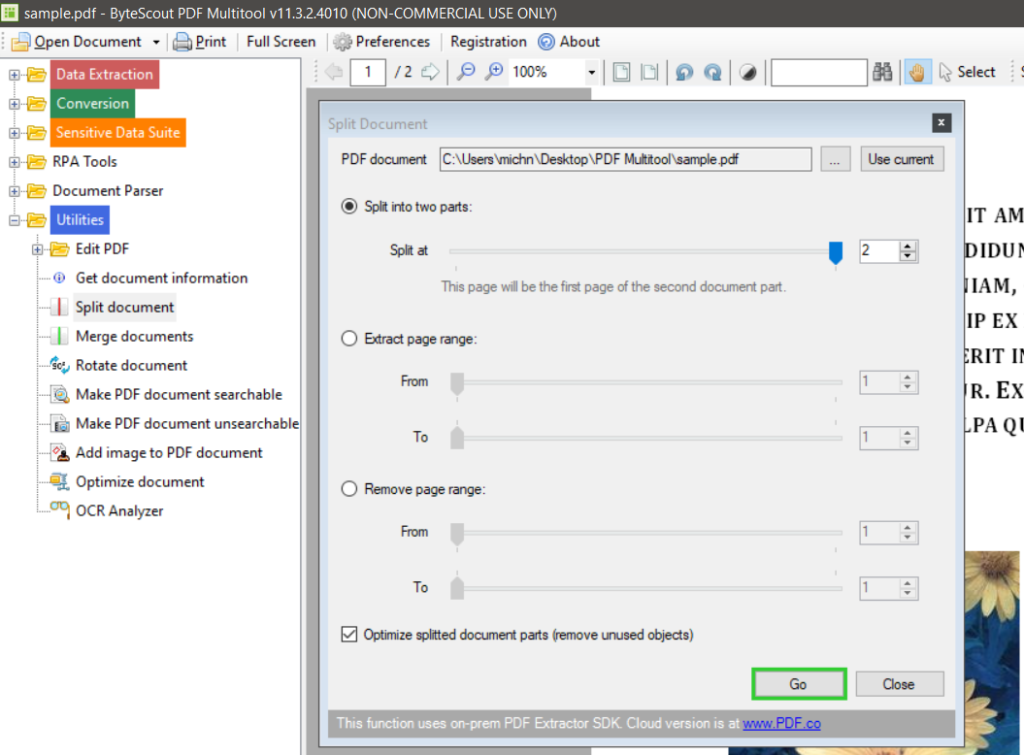 How to Split PDF File using PDF Multitool? - ByteScout