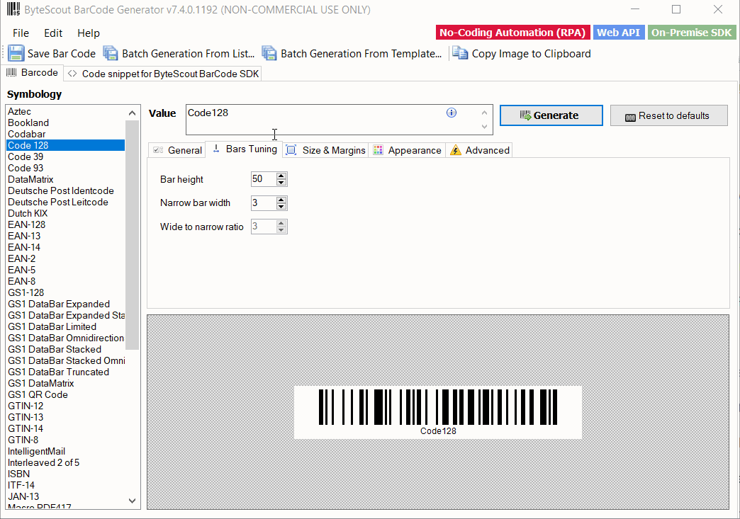 code 128 barcode generator