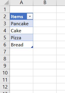 Creating a List in Excel