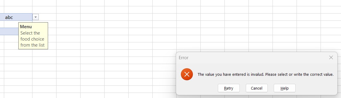Excel Error Messages
