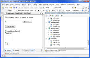 ASP.NET design mode application screenshot