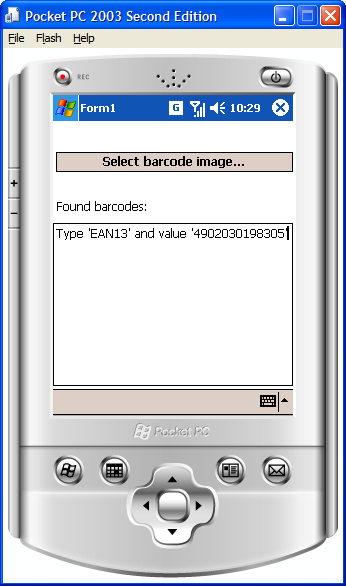 Barcode reading Pocket PC 2003 sample using  Bytescout BarCode Reader SDK for CF for .NET