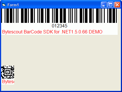 Code 39 and Aztec barcodes drawn on the form in Visual Basic 6 application