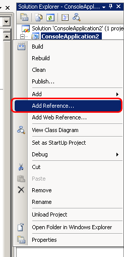 Use Add Reference command to add reference to required assemblies