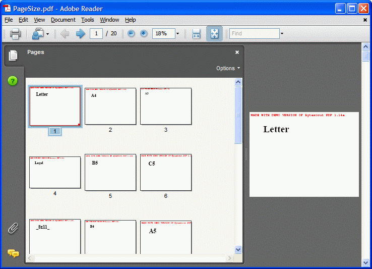 Different page sizes in PDF document  saved by BytescoutPDF SDK