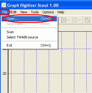 Use Open command of File menu to open picture with the chart you want to digitize