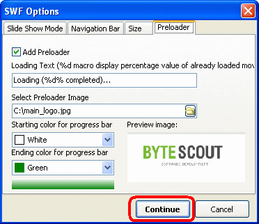 Pre-loader including custom logo image settings