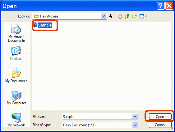 Open flash document dialog in Flash MX