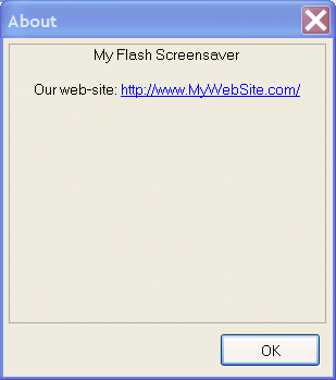 Create flash screensaver with custom About info