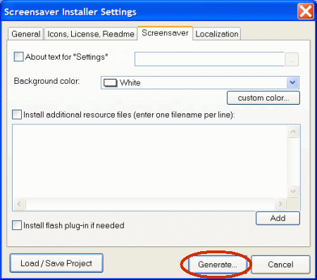 Custom About text for flash screensaver installer