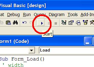 Run project button on toolbar