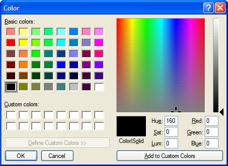 Watermark text color selection dialog