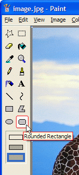 Rounded rectangle tool in Microsoft Windows Paint