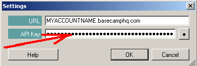 Paste your API Token from your BaseCamp account into the API Key field
